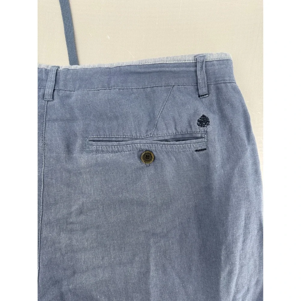 Springfield Mens Blue Linen‎ Blend Drawstring Chino Pants Straight Leg Casual L